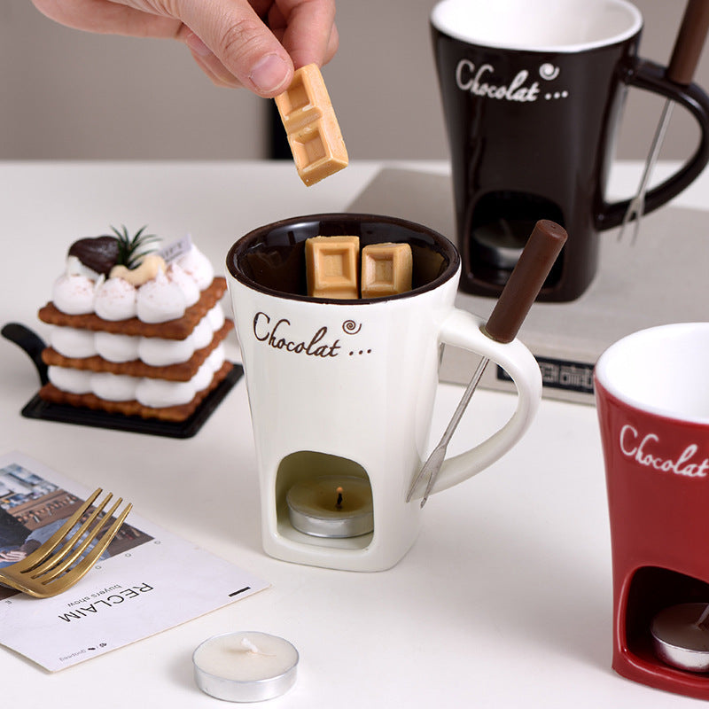 Keramiskt mugg chokladfondue-set