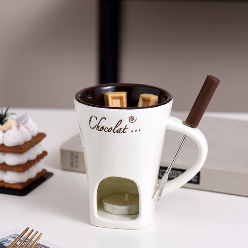 Keramiskt mugg chokladfondue-set